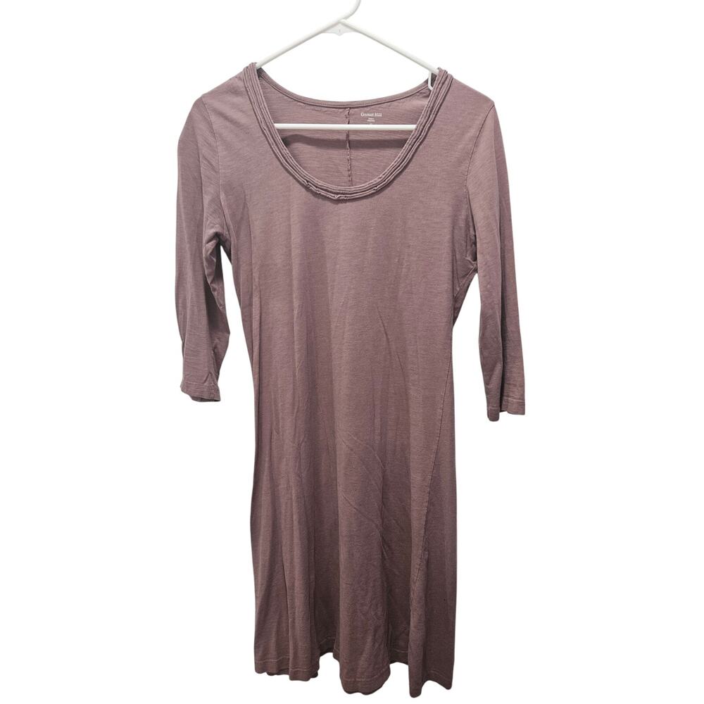 Garnet Hill Pink A-Line Dress Scoop Neck Minimalist Lagom Soft Knit Size XS